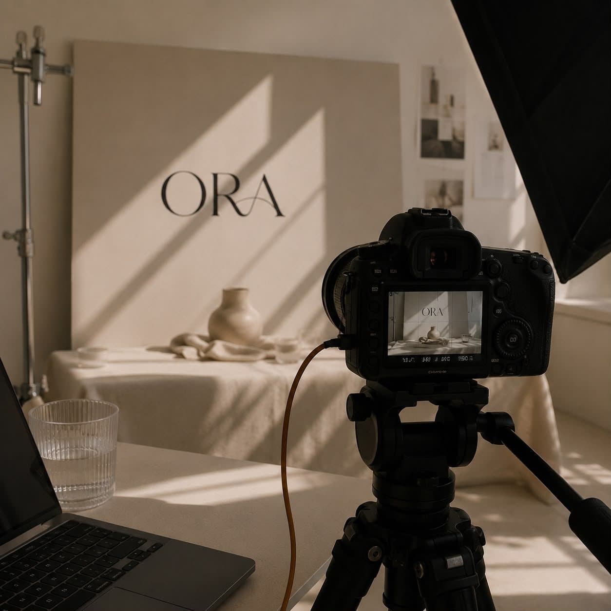 Behind the scenes on an ORA product shoot